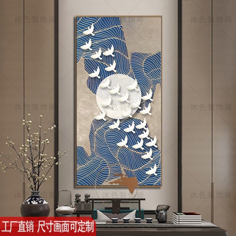 茶楼茶室过道墙面装饰画民宿酒店玄关画新中式中国风走廊楼梯挂画