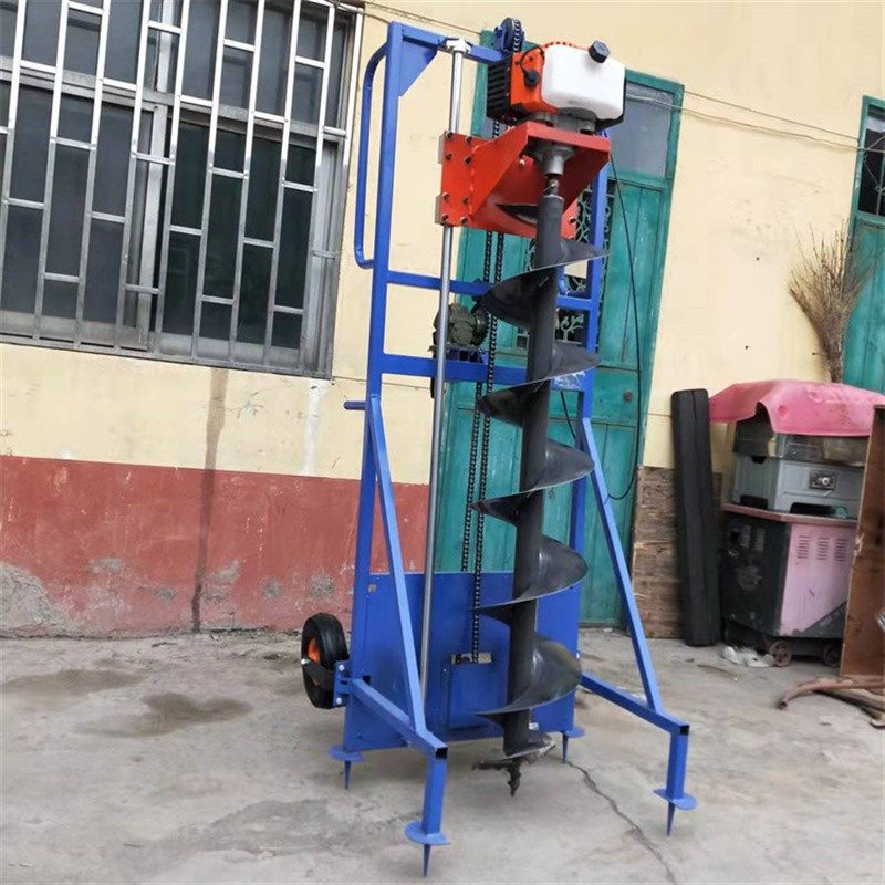 工地管桩芯掏土机清管桩孔掏泥工具带支架链条升降手扶挖桩钻坑机
