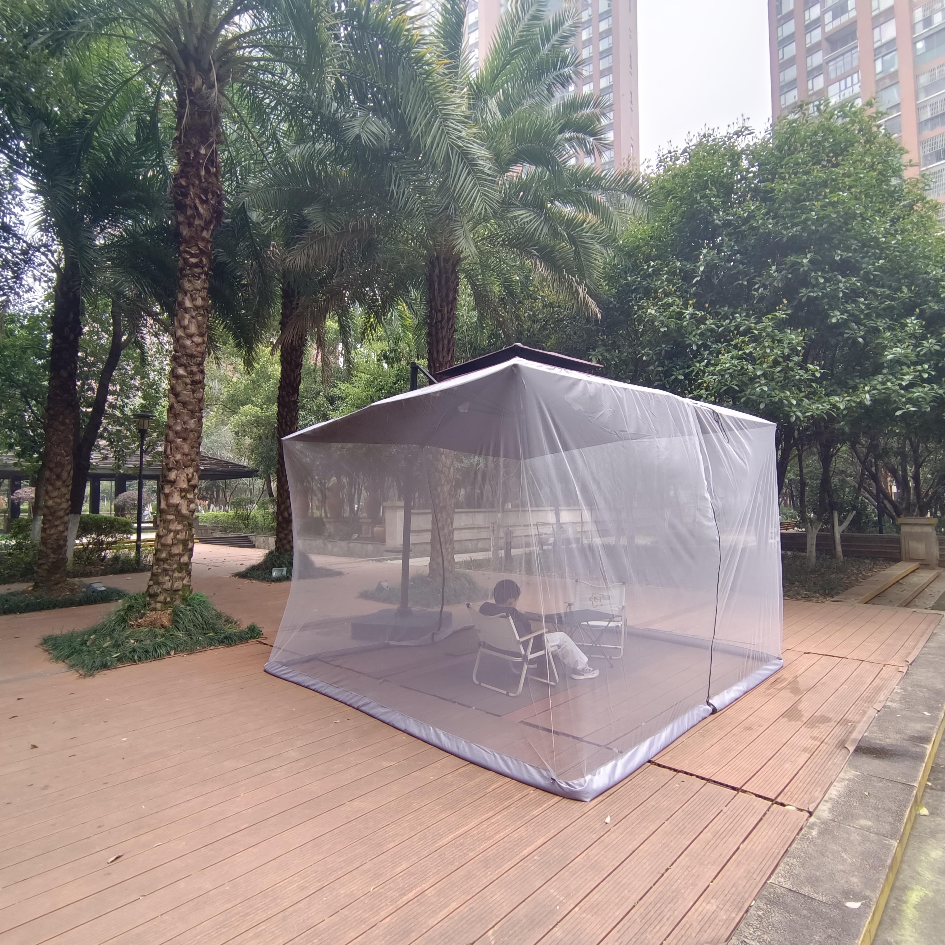 中柱遮阳蚊帐防蚊虫户外遮阳棚 香蕉弯臂遮阳网户外蚊帐网罩