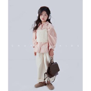 初羽家春季新款童装女童时尚2024阔腿裤儿童休闲裤百搭宽松直筒裤