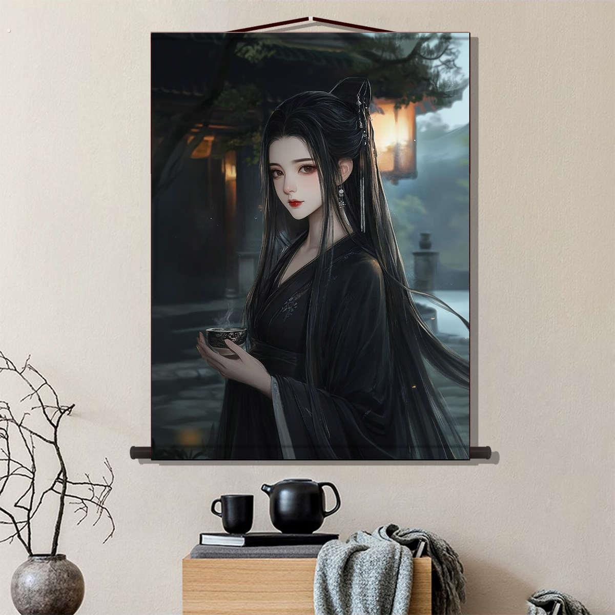 甄选孟婆娘娘画像挂画忘川河奈何桥孟婆中式神话人物水陆画摆件可
