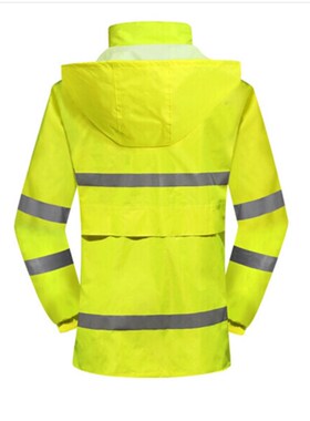 谋福8012 荧光黄反光交通警示安全分体雨衣套装男女户外常规