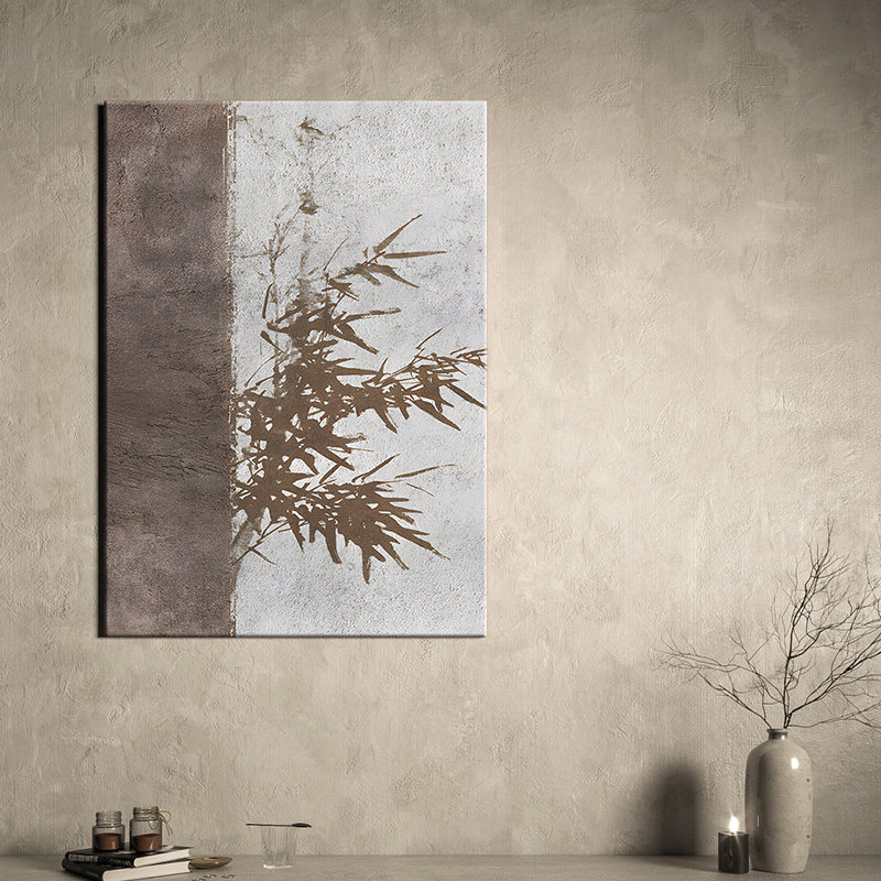 竹子侘寂风装饰画意境禅意餐厅玄关民宿壁画无框新中式原木风挂画