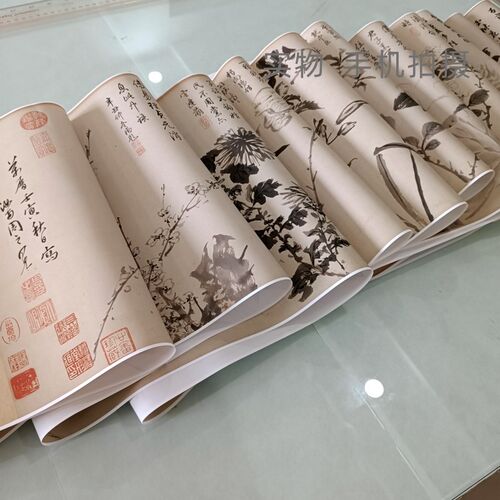 明代花鸟艺术微喷长卷周之冕百花图卷高清复制 宣纸国画长卷复古