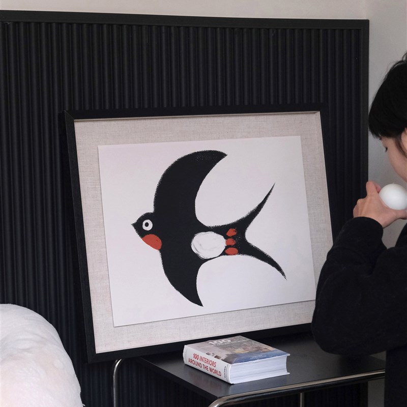 燕归报喜挂画燕子好寓意新中式画中古风儿童房小众卡通艺术装饰画