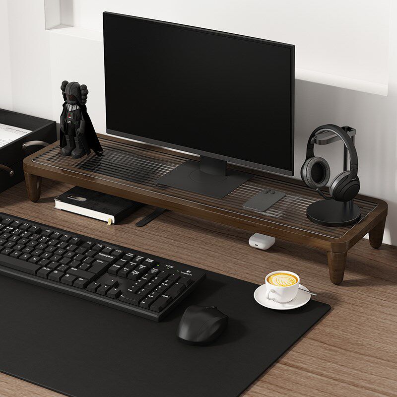 显示器增高架台式电脑加高支架办公室用实木桌面收纳置物架免安装