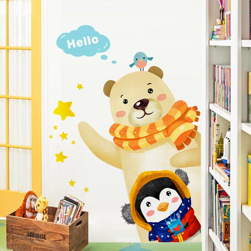 卡通儿童房间装饰门贴衣柜贴纸墙贴画柜子自粘3D立体卧室创意背景