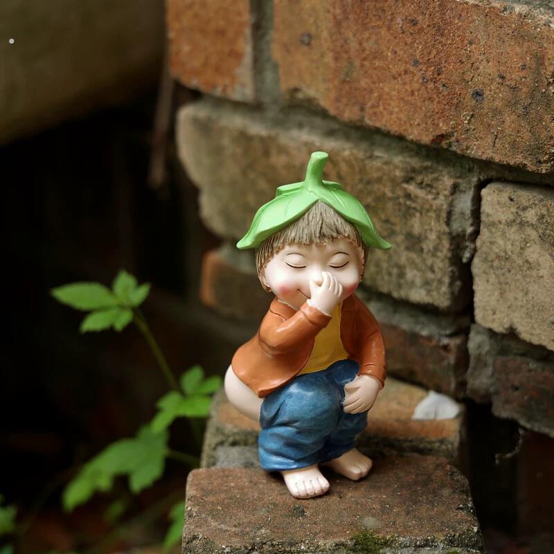 创意树叶仙子小摆件 萤光田园风格装饰品 用于书桌橱窗日常送礼