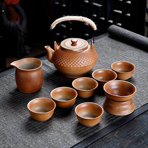 提梁壶茶具套装粗陶整套陶瓷功夫茶具家用简约围炉煮茶一整套高档