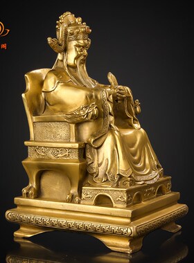 纯铜彩绘龙五爷广济龙王财神佛像五龙王铜像大号广济龙王招财摆件