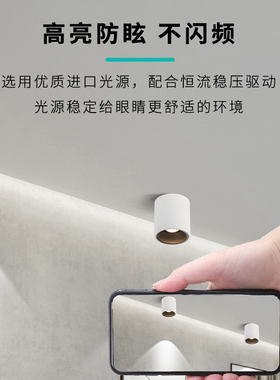明装单头圆形射灯led吸顶式斗胆灯客厅卧室方形无主灯