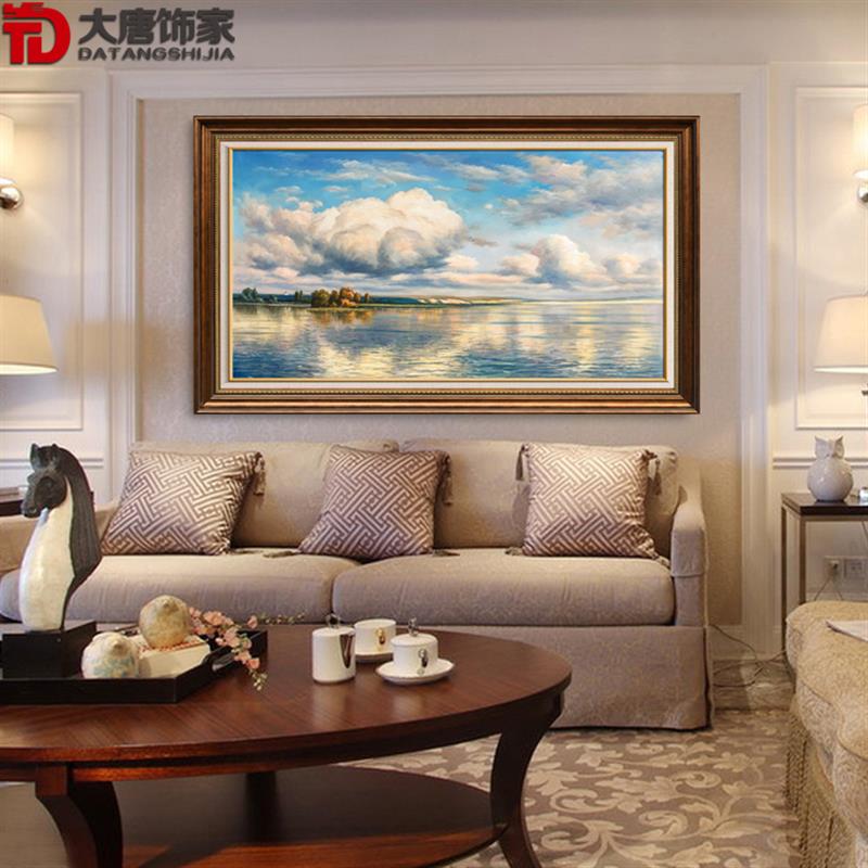 天空之境俄罗斯风景油画 手绘欧式客厅装饰画 实木框风景油画N51