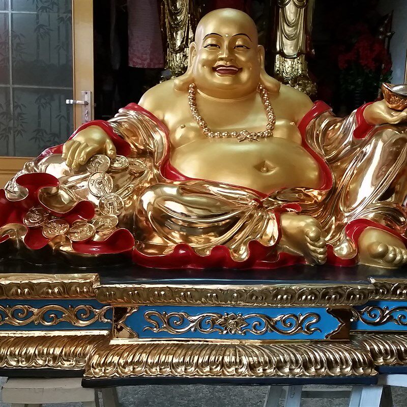妙相缘新品贴金彩绘弥勒佛佛像坐拥百财笑口常开寺庙供奉落地摆件