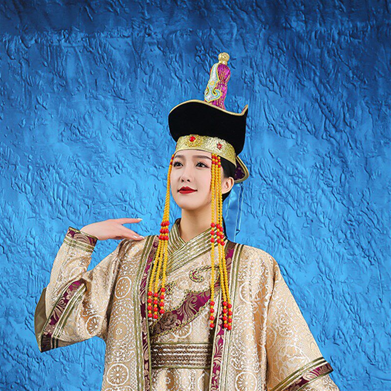 蒙古族女帽子少数民族舞蹈新娘婚礼演出服蒙古袍饰品艺考剧目帽子
