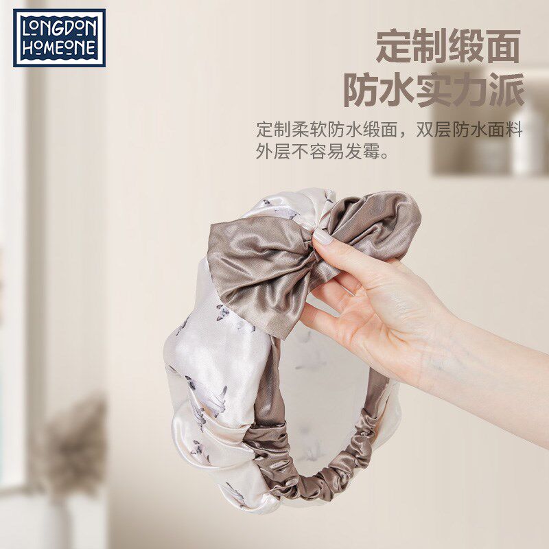 暹罗猫女生双层防水缎面沐浴帽洗澡专用不湿发化妆发帽头套