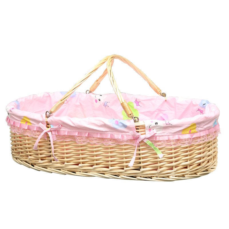便携式藤编婴儿摇篮床 非电动婴儿哄睡摇篮 0-20个月适用