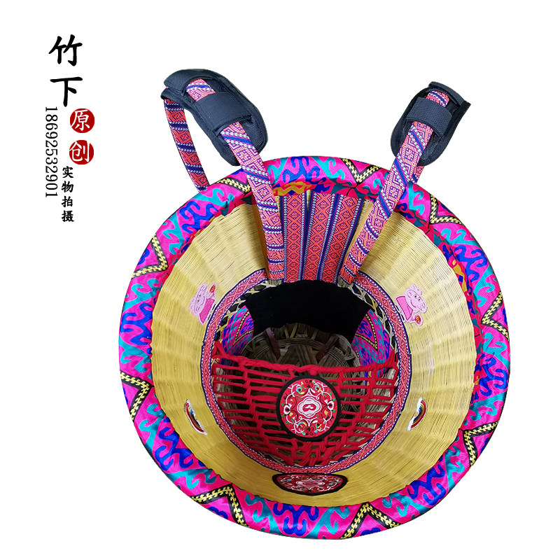 纯手工背篓竹编背篼背婴儿背小孩竹蔑背篓四季通用背框收纳筐创意