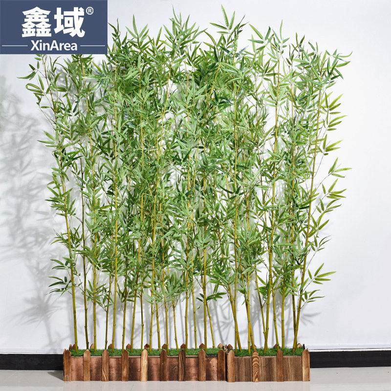 彷真竹子隔断室内装饰屏风挡墙造景假竹加密毛竹盆栽玄关摆件绿植