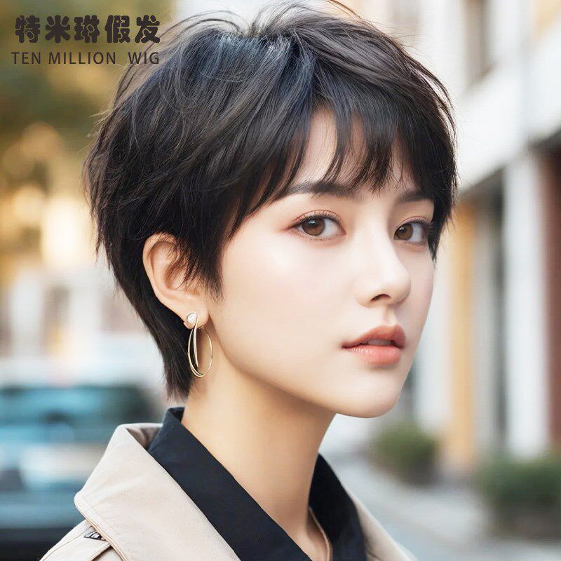 假发女短发自然真发全真人发挂耳短发超短发全头套光头化疗假发套