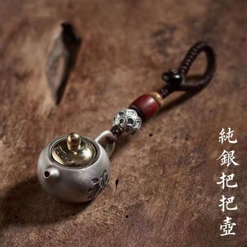 黄铜龙凤把把壶转转迷你小茶壶马上胡转转中式手把件打麻将工艺品