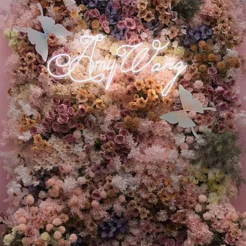 仿真花墙设计背景墙布置婚庆婚礼装饰玫瑰花立体假花挂壁墙面花艺