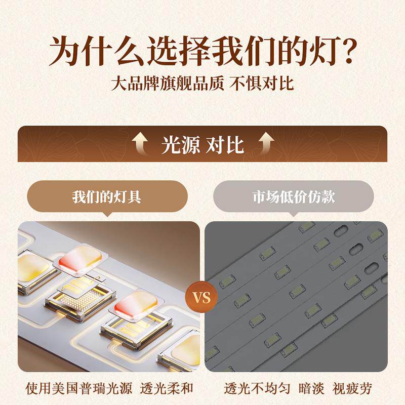 卧室灯耶诞树创意吸顶灯中古胡桃木色主卧书房2026年新款中山灯具