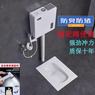 德国品质免垒台蹲坑瓷蹲便器冲水箱整套装化妆室大便器便池厕所式