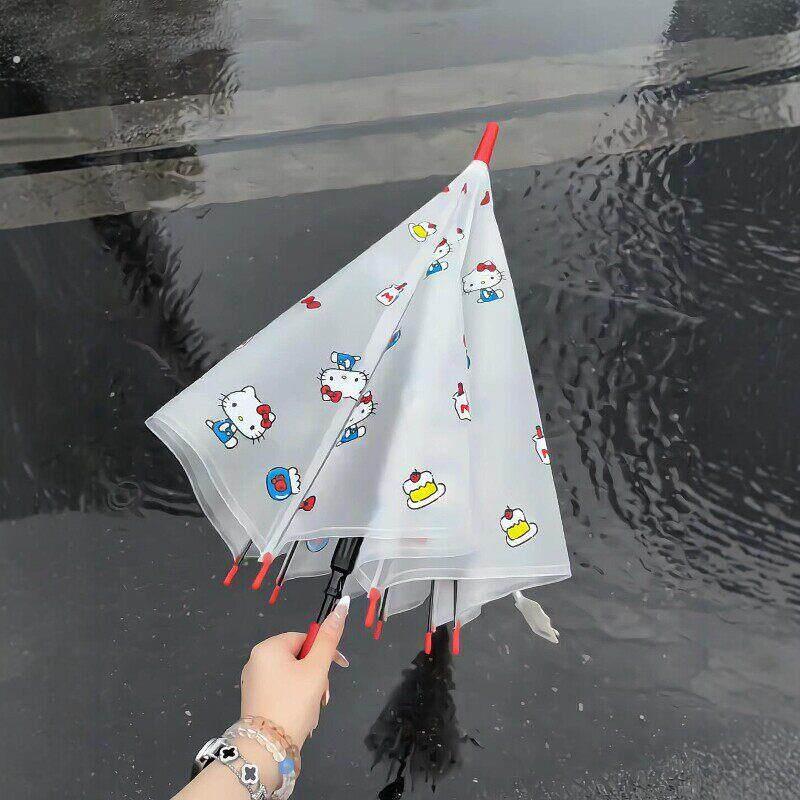 可爱猫咪自动伞长柄雨伞透明女生高颜值加大加厚加固抗风2026新款