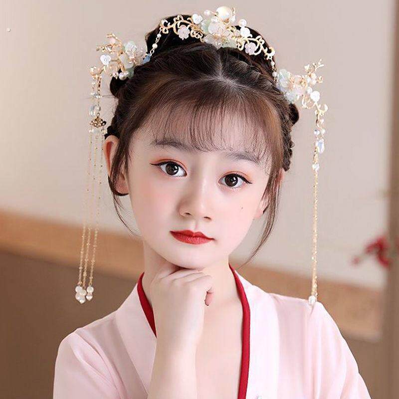 汉服头饰儿童唐装女童仙气套装小女孩配饰发饰钗发簪2022新款女童