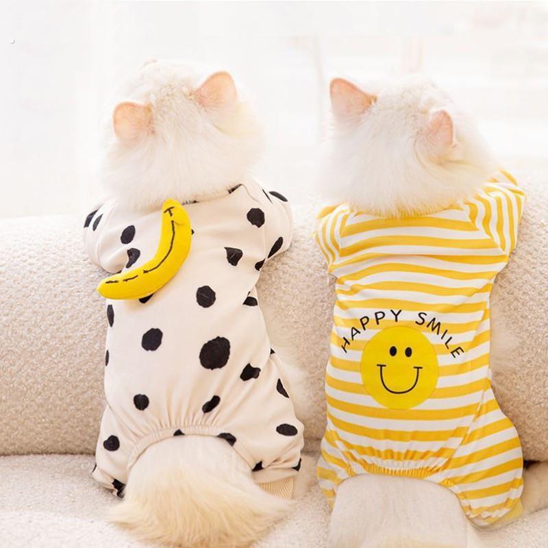 可爱小猫咪衣服四脚防掉毛布偶幼猫夏季蓝猫猫宠物狗狗家居服薄款