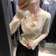 高级感气质修身 女秋季 毛衣内搭上衣 白色蕾丝V领针织打底衫 法式