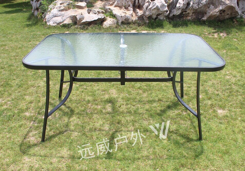 150cm简约桌椅户外休闲桌椅庭院花园防水防晒铁艺金属拆装桌椅图片