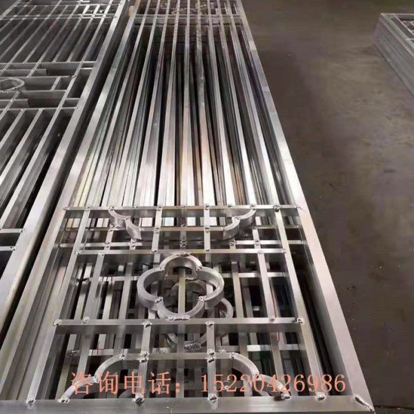 仿木纹窗复古铝落定制挂方管中式铝合金门窗屏风装饰花格庭院焊接