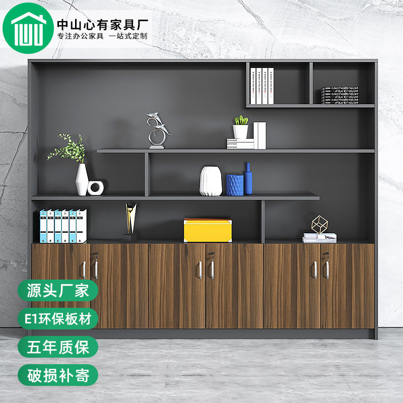 工厂定制办公室背景高柜财务档案资料落地文件柜板式木质储物柜子图片