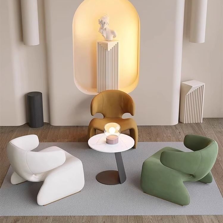 极简欧式沙发椅轻奢组合设计师款化妆椅高级懒人沙发办公室沙发椅
