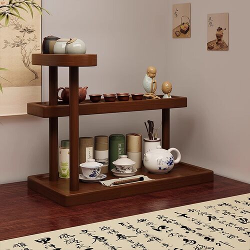明峥家具厂实木茶杯收纳架