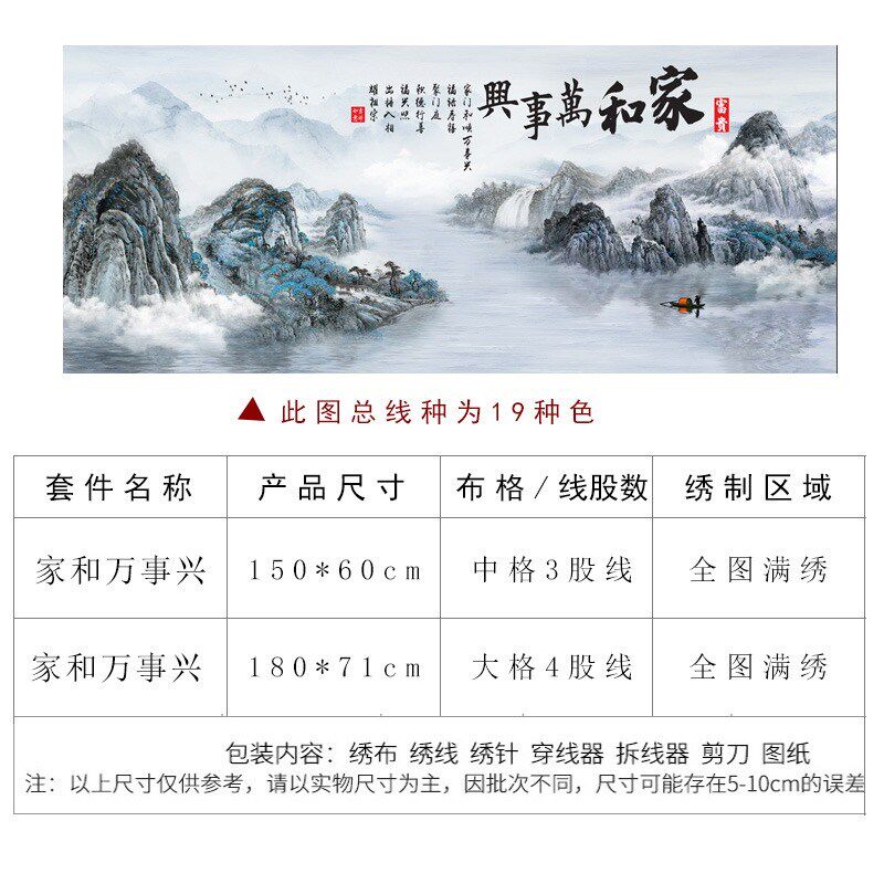 十字绣2024新款线绣客厅大幅家和万事兴生财财源版现代新中式满绣