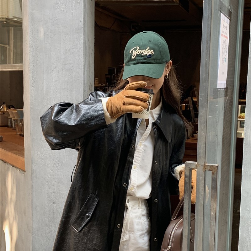 芝士商店~麂皮绒防寒手套女冬天复古百搭加绒保暖五指骑行手套ins