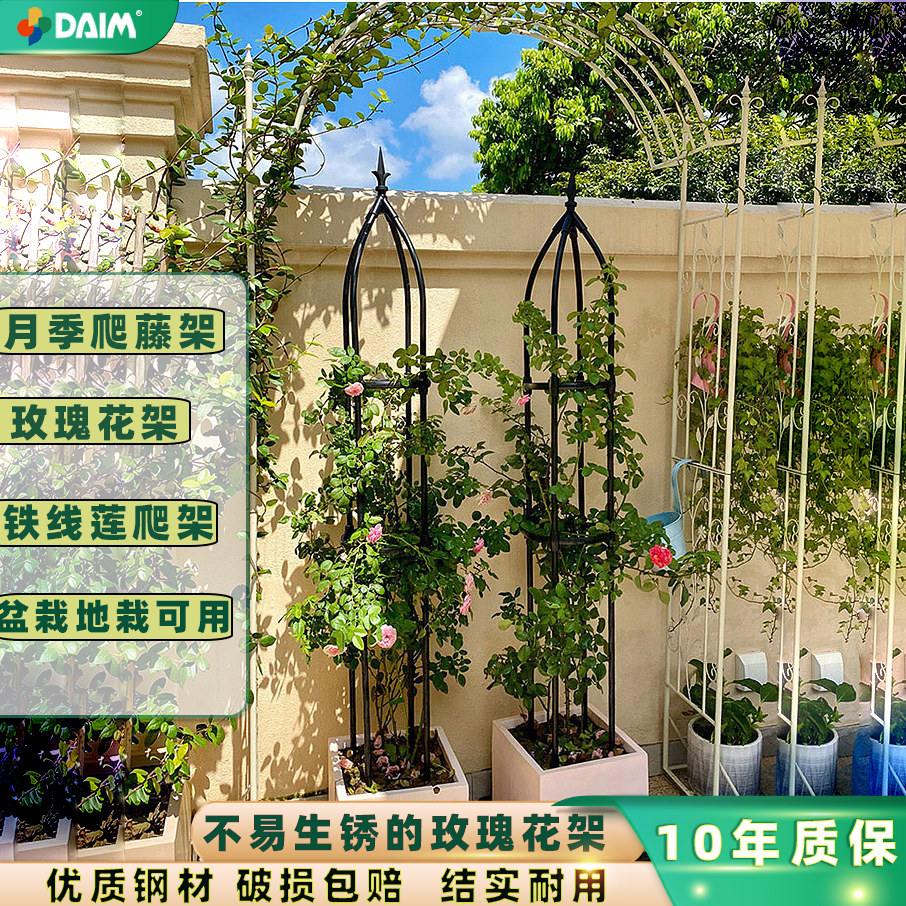 玫瑰花架爬藤架月季牵牛花欧式户外支撑果树攀藤支架攀爬架不生锈