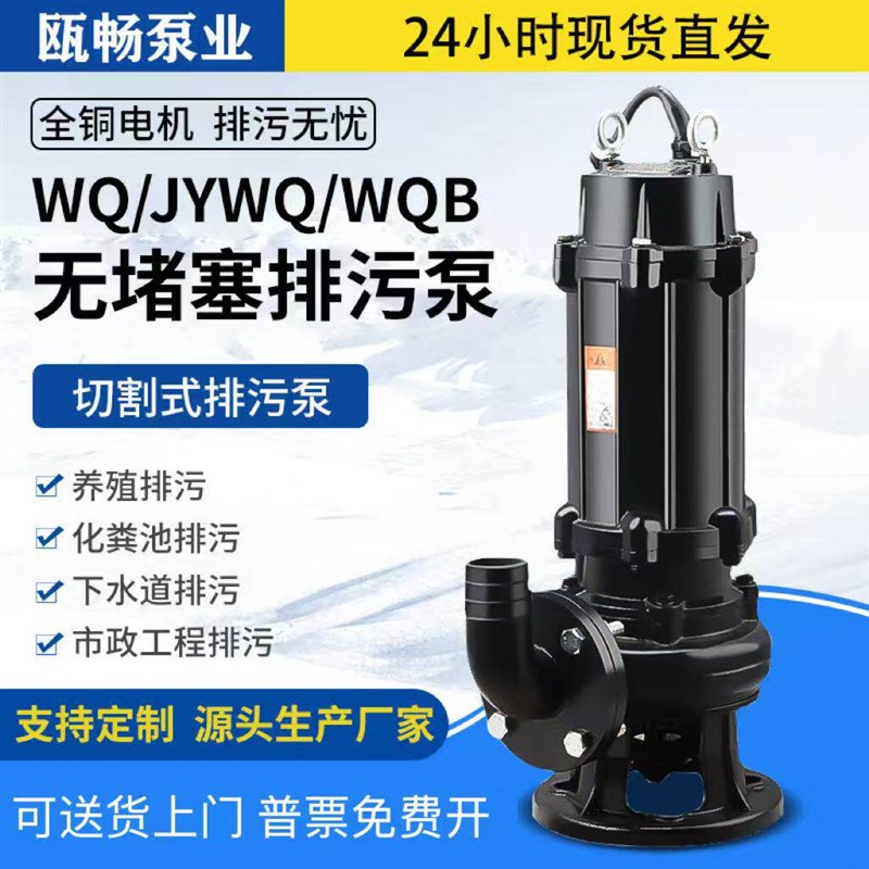 WQ纯铜污水泵法兰排污泵潜水泵铸铁工地地下室提升工地用污水泵