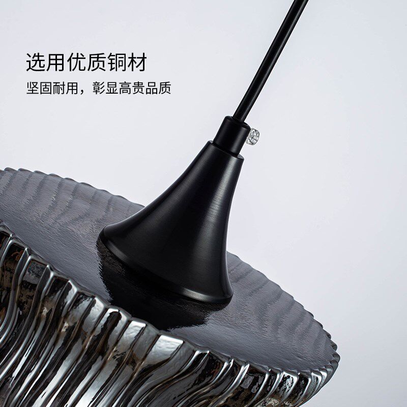 全铜床头吊灯轻奢高级感意式极简创意个性设计玻璃主卧床头吊线灯
