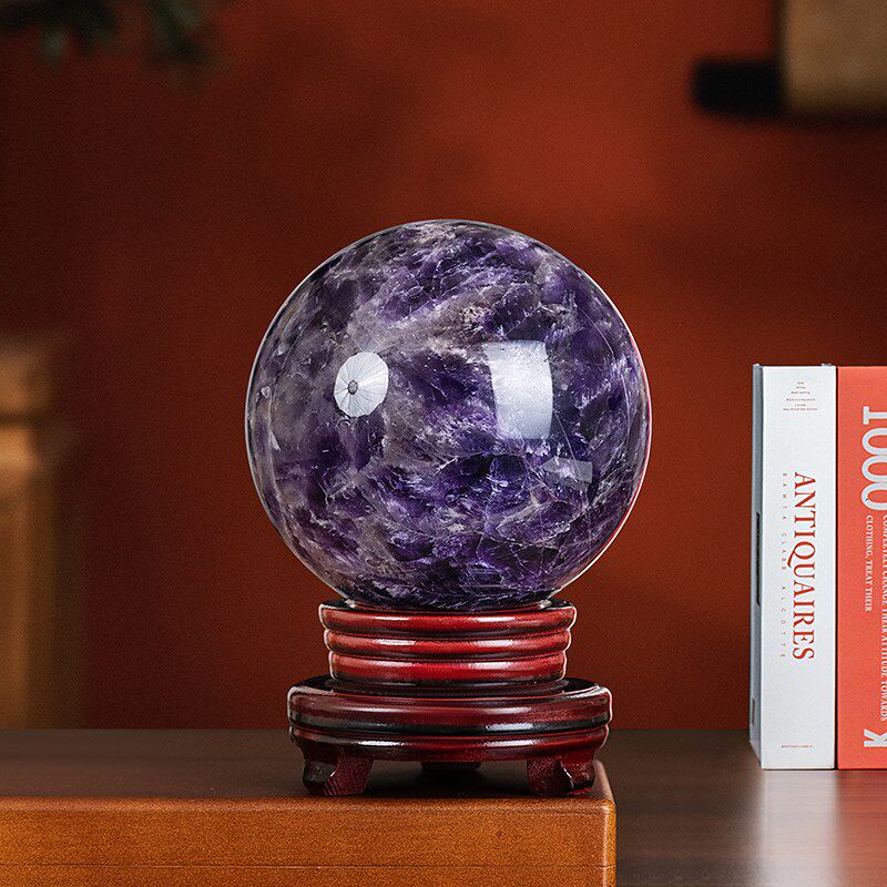 天然紫水晶球摆件紫色旺事业运招财原石入门玄关高级感书房装饰品