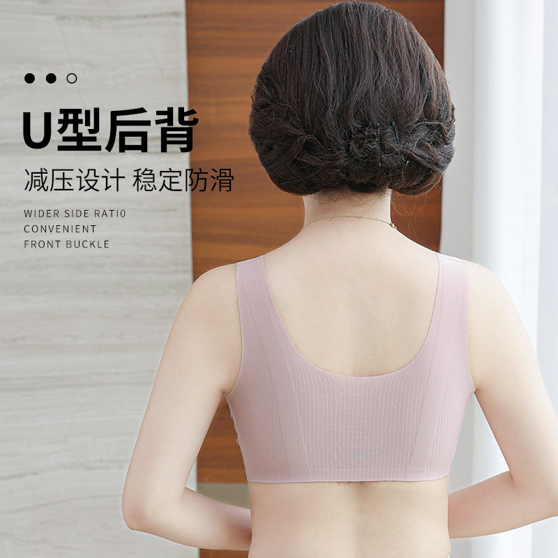 中年妇女妈妈文胸中老年内衣女运动美背无钢圈背心式老年人胸罩薄