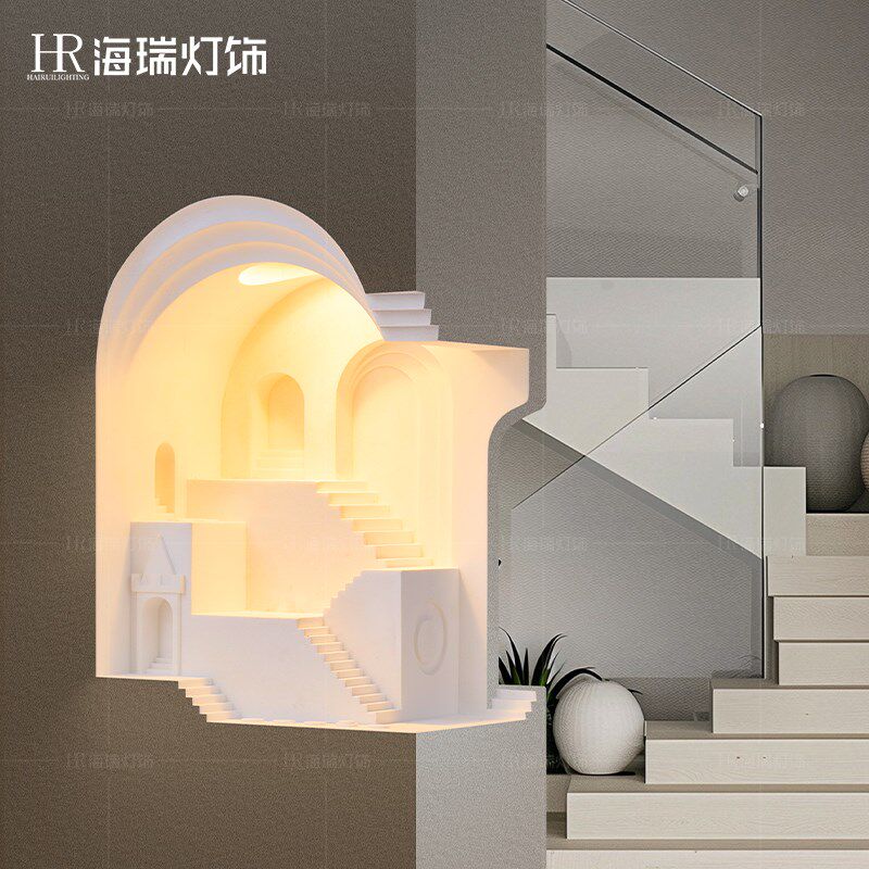 石膏灯嵌入式转角壁灯玄关人体感应走廊过道墙角装饰小夜灯氛围灯