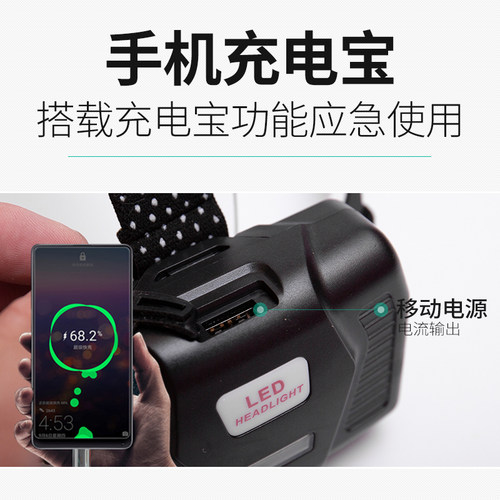 P90强光头灯充电超亮led头戴式氙气灯超长续航远射电筒户外夜钓灯