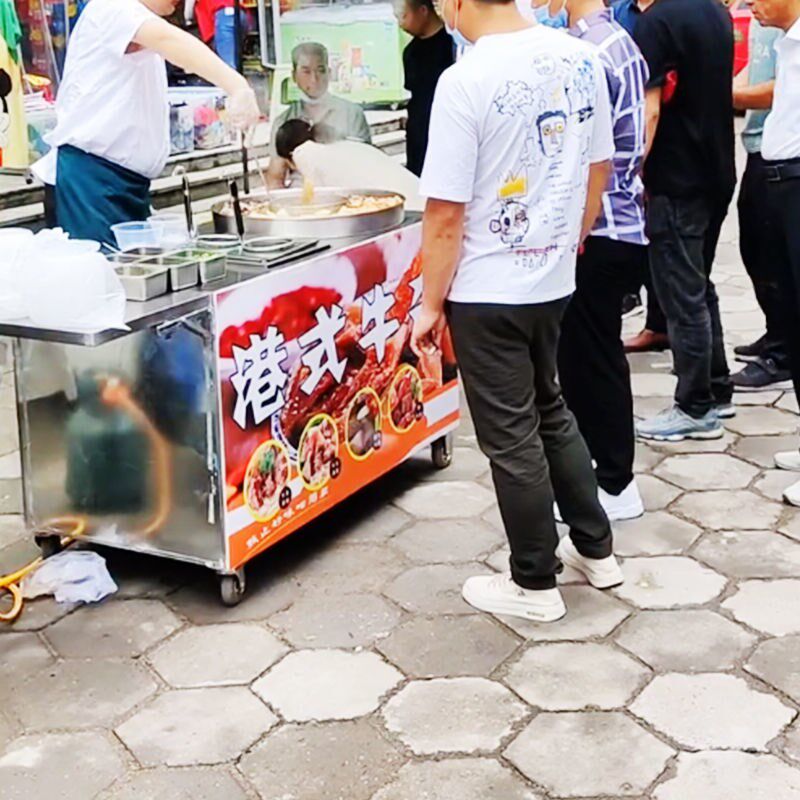 网红港式喷泉牛杂锅商用摆摊车电热港式牛杂喷泉锅燃气移动牛杂车