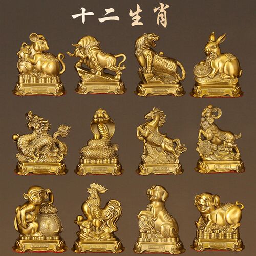 纯铜十二生肖摆件全套大小号铜鼠铜牛铜虎兔龙蛇马羊猴鸡狗猪属相