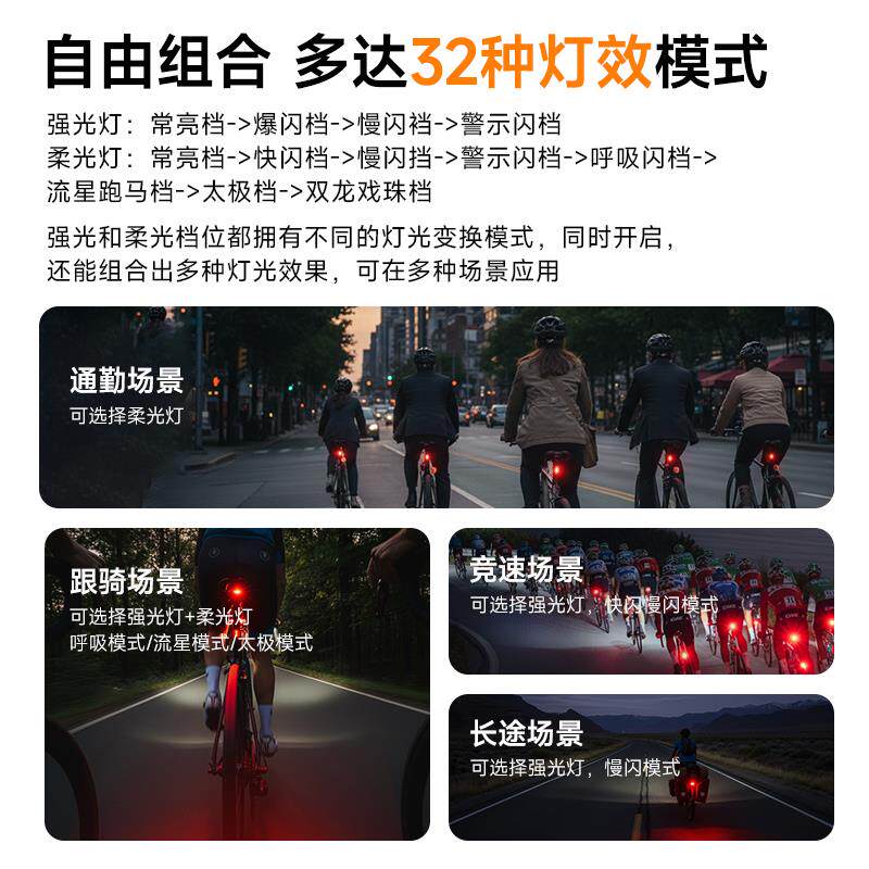 自行车尾灯夜骑灯山地车尾灯多种灯光骑行灯公路车尾灯骑行装备