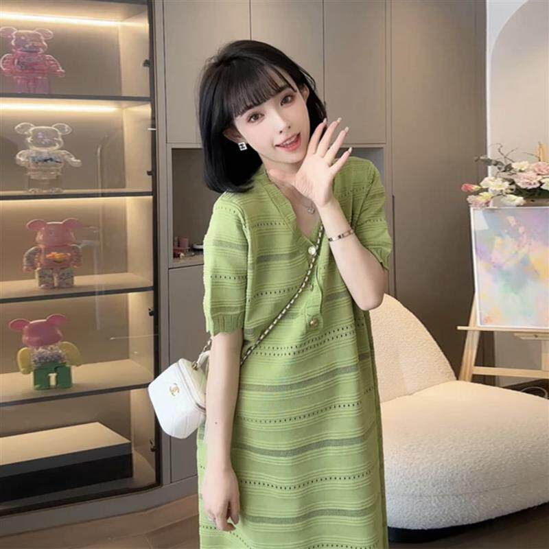 孕妇夏装2026夏季新款连衣裙韩版时尚潮妈宽松冰丝针织中长款裙子