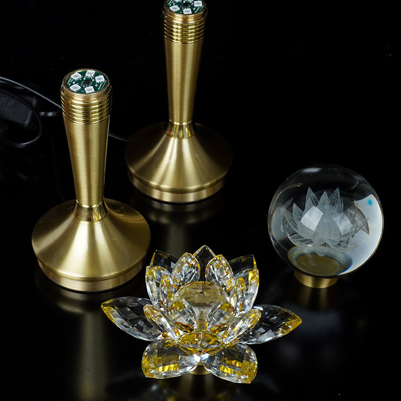 纯铜led七彩水晶莲花灯佛供灯家用供奉观音灯佛灯佛前供灯长明灯